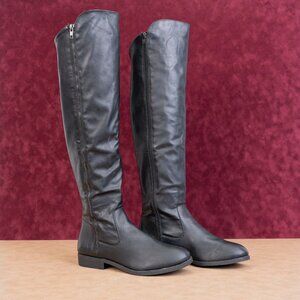 Ana Women Black Vegan Leather Fashion OTK Fashion Wide Calf Boots sz 11